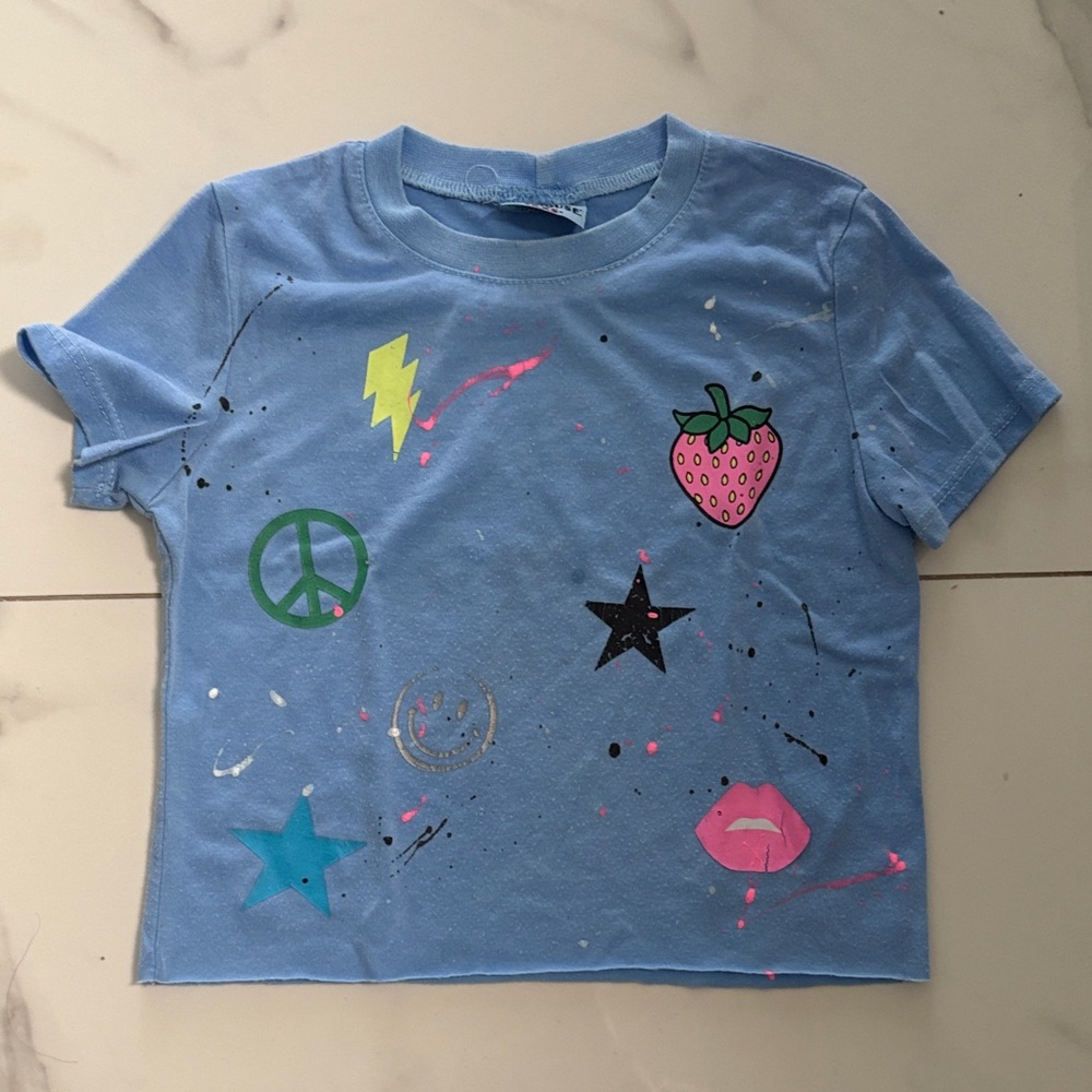Vibrant Blue Kids' Graphic Tee with Fun Designs